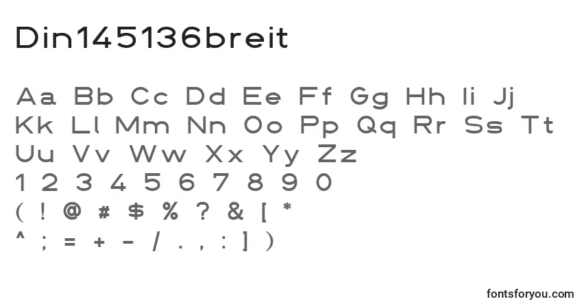characters of din145136breit font, letter of din145136breit font, alphabet of  din145136breit font