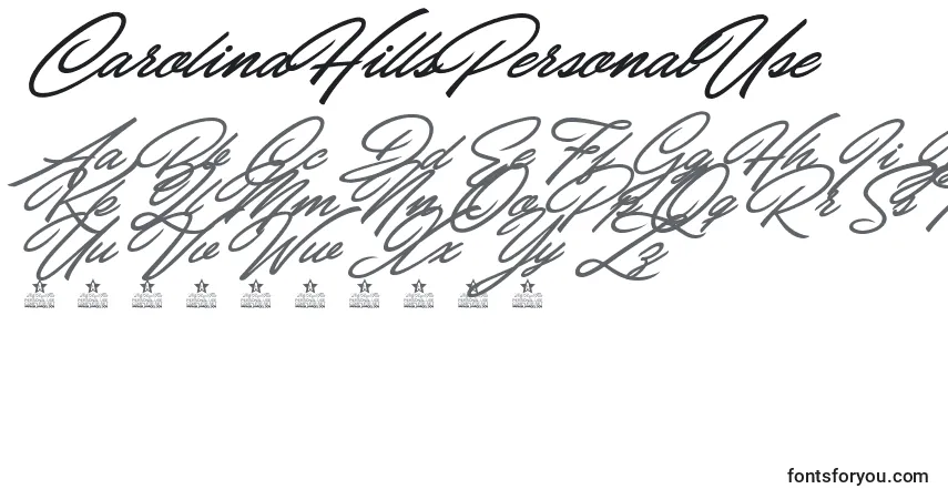 characters of carolinahillspersonaluse font, letter of carolinahillspersonaluse font, alphabet of  carolinahillspersonaluse font