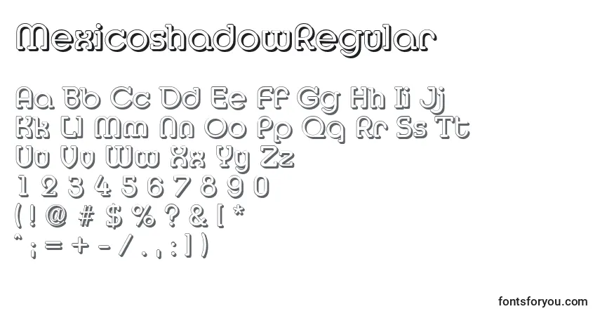 characters of mexicoshadowregular font, letter of mexicoshadowregular font, alphabet of  mexicoshadowregular font
