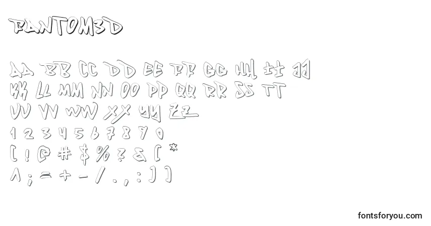 characters of fantom3d font, letter of fantom3d font, alphabet of  fantom3d font