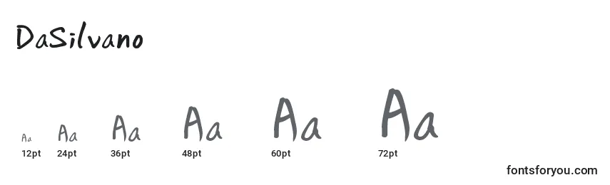 sizes of dasilvano font, dasilvano sizes