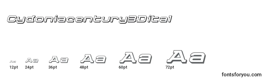 sizes of cydoniacentury3dital font, cydoniacentury3dital sizes