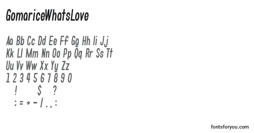 characters of gomaricewhatslove font, letter of gomaricewhatslove font, alphabet of  gomaricewhatslove font