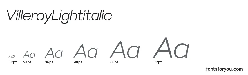 sizes of villeraylightitalic font, villeraylightitalic sizes