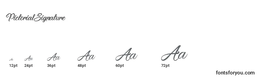 sizes of pictorialsignature font, pictorialsignature sizes