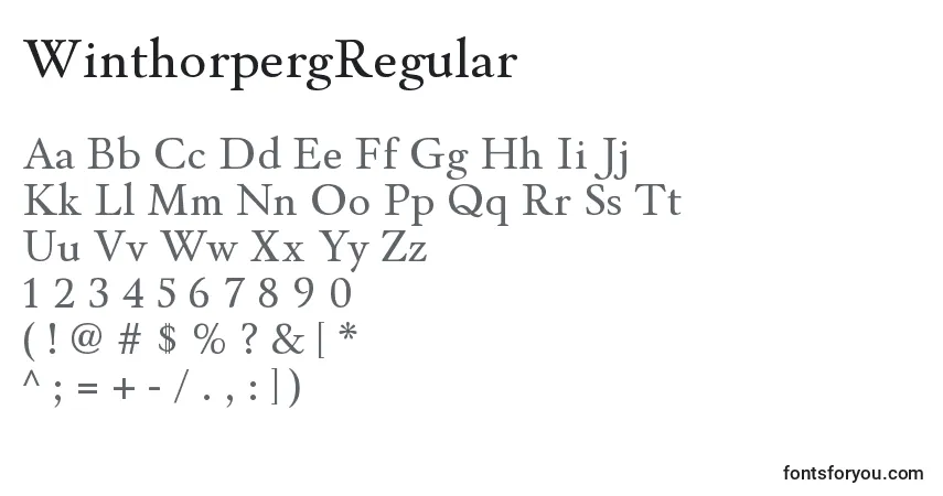 Czcionka WinthorpergRegular – alfabet, cyfry, specjalne znaki