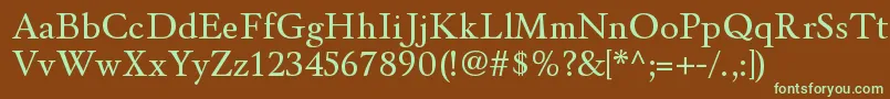 フォントWinthorpergRegular – 緑色の文字が茶色の背景にあります。
