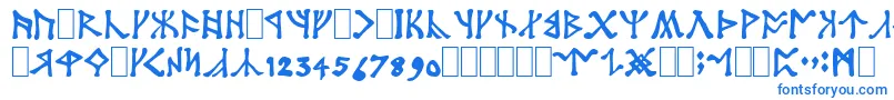 フォントAngerth – 白い背景に青い文字