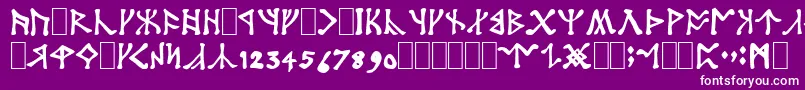 Angerth-Schriftart – Weiße Schriften auf violettem Hintergrund