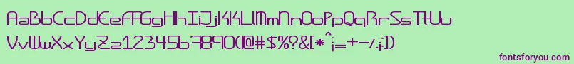 フォントAmplitudesstretched – 緑の背景に紫のフォント