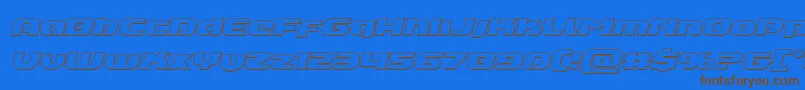 Annapolislowercaseoutital-Schriftart – Braune Schriften auf blauem Hintergrund