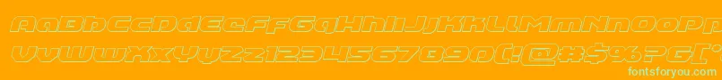 Annapolislowercaseoutital-Schriftart – Grüne Schriften auf orangefarbenem Hintergrund