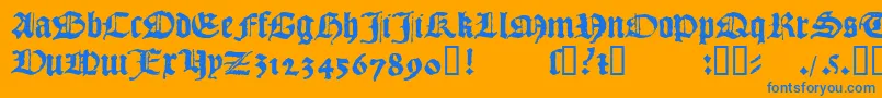 1492QuadrataLim Font – Blue Fonts on Orange Background