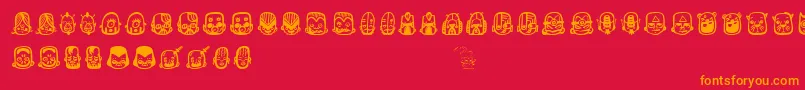 Teubbot Font – Orange Fonts on Red Background
