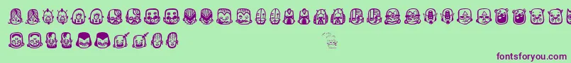 Police Teubbot – polices violettes sur fond vert