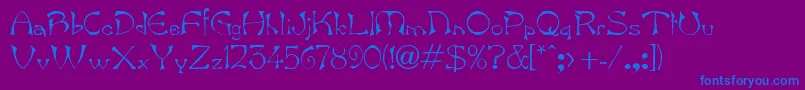 BambergdbBold-Schriftart – Blaue Schriften auf violettem Hintergrund