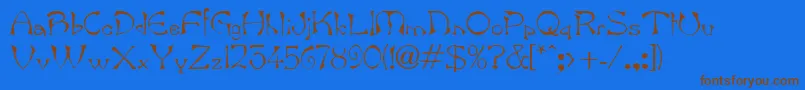 フォントBambergdbBold – 茶色の文字が青い背景にあります。