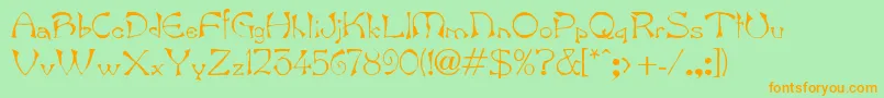 BambergdbBold-Schriftart – Orangefarbene Schriften auf grünem Hintergrund