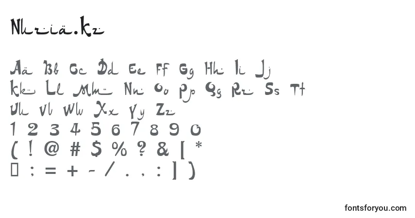 Schriftart Nuria.Kz – Alphabet, Zahlen, spezielle Symbole