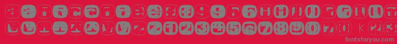 Fragmentcapsround-Schriftart – Graue Schriften auf rotem Hintergrund