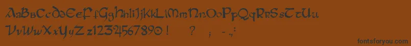 フォントRaneinsular – 黒い文字が茶色の背景にあります