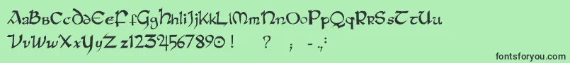 フォントRaneinsular – 緑の背景に黒い文字