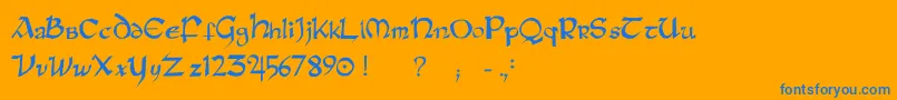 フォントRaneinsular – オレンジの背景に青い文字