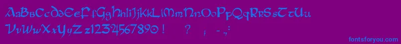 Raneinsular-Schriftart – Blaue Schriften auf violettem Hintergrund