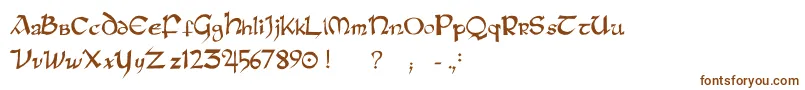 Raneinsular-Schriftart – Braune Schriften auf weißem Hintergrund