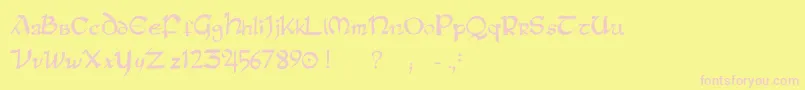 Raneinsular-fontti – vaaleanpunaiset fontit keltaisella taustalla