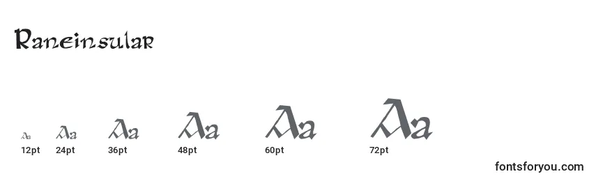 Größen der Schriftart Raneinsular