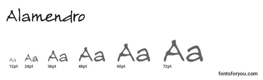 Размеры шрифта Alamendro