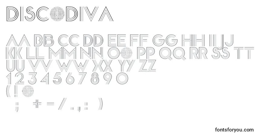 Шрифт Discodiva – алфавит, цифры, специальные символы