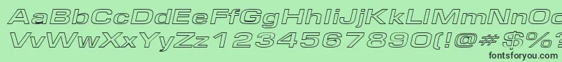 EurosewidehollowItalic Font – Black Fonts on Green Background