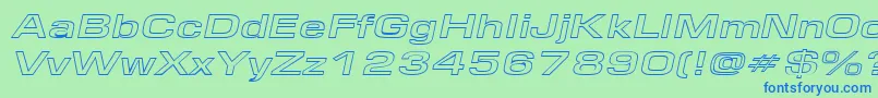 EurosewidehollowItalic Font – Blue Fonts on Green Background