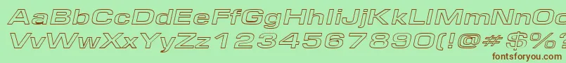 EurosewidehollowItalic Font – Brown Fonts on Green Background