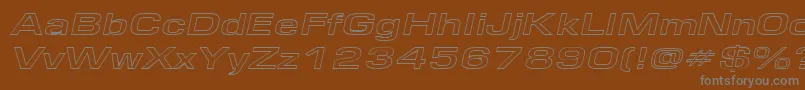 EurosewidehollowItalic Font – Gray Fonts on Brown Background