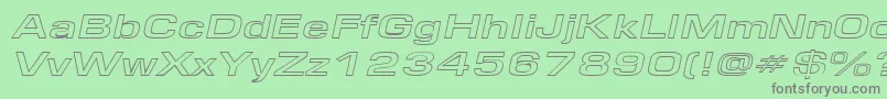 EurosewidehollowItalic Font – Gray Fonts on Green Background