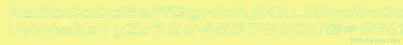 EurosewidehollowItalic Font – Green Fonts on Yellow Background