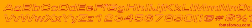 EurosewidehollowItalic Font – Red Fonts on Orange Background