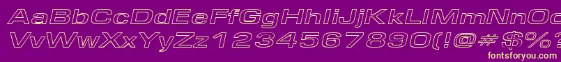 EurosewidehollowItalic Font – Yellow Fonts on Purple Background