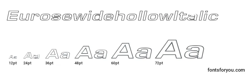Размеры шрифта EurosewidehollowItalic