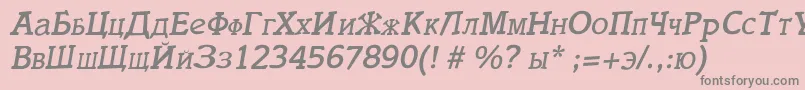 ItaliacyrillicitalicItalic-fontti – harmaat kirjasimet vaaleanpunaisella taustalla