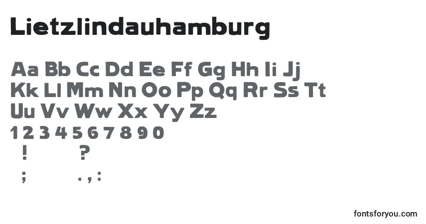 Czcionka Lietzlindauhamburg – alfabet, cyfry, specjalne znaki