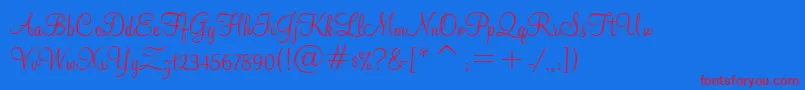 MontereyBt-Schriftart – Rote Schriften auf blauem Hintergrund