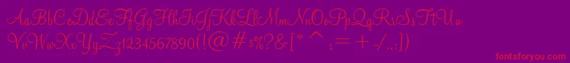 MontereyBt-Schriftart – Rote Schriften auf violettem Hintergrund