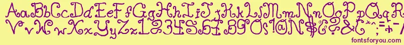 SingleGyrlcyr-Schriftart – Violette Schriften auf gelbem Hintergrund