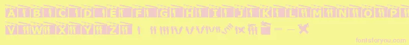 Movieboards-fontti – vaaleanpunaiset fontit keltaisella taustalla