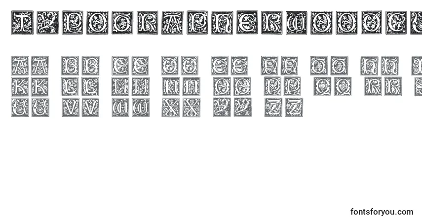 Czcionka Typographerwoodcutinitialsone – alfabet, cyfry, specjalne znaki