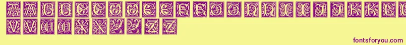 Typographerwoodcutinitialsone Font – Purple Fonts on Yellow Background